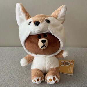 NWT Line Friends Wannabe Fox Brown Bear Bag Charm Plush  7" 2016